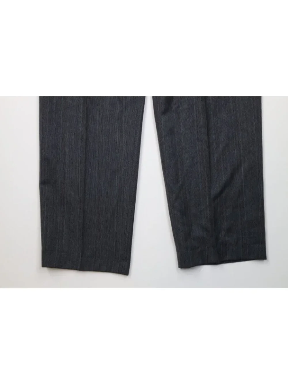 Vtg 80s 90s Mens 44R 2 Piece Wool Double Breasted Suit Striped Wide Leg 38x32